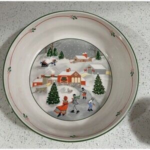 Sango Silent Night Serving Bowl Round Joan Luntz Christmas Holiday 9" Christmas